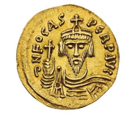 Foca (602-610) - Imitazione di un Solido - Diritto: mezzo busto coronato dell'Imperatore di fronte con il globo crucigero nel