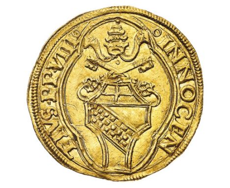 Innocenzo VIII (1484-1492) - Ducato o Fiorino di Camera - Zecca: Roma - Diritto: stemma sormontato dalle chiavi decussate e d