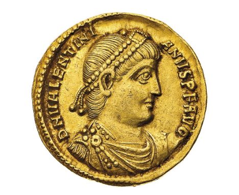 Valentiniano I (364-375 d.C.) - Solido databile al periodo 364-367 d.C. - Diritto: busto diademato di perle, drappeggiato e c