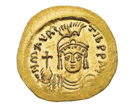 Maurizio Tiberio (582-602) - Solido databile al 583-601 - Zecca: Costantinopoli - Diritto: mezzo busto elmato e diademato del