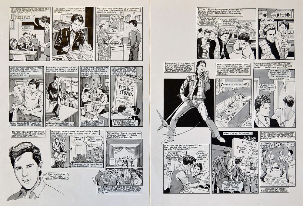 Original Comic Artwork Two pages of Shakin Stevens original pen and ink ...