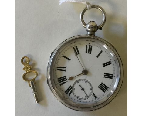 LATE VICTORIAN SILVER CASED POCKET WATCH - the back of the movement engraved with the no. 335457, the case hallmarked Chester