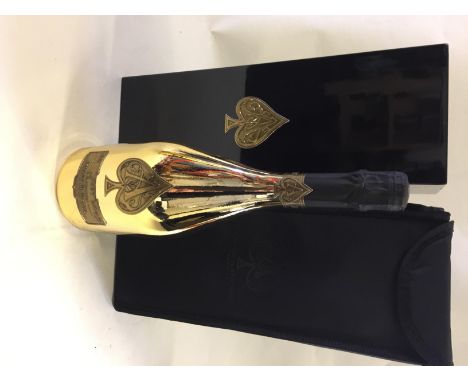 ARMAND DE BRIGNAC - bottle of "Ace of Spades" Brut Gold Champagne (75cl). In black presentation box with black outer shell ca
