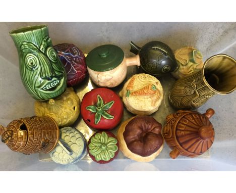 SADLER - collection of 14 fruit and vegetable ceramic pots with faces.  Most being made by Sadler with some other makers also