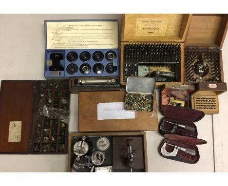 WATCHMAKER TOOLS & SPARES - excellent selection to include boxed riveting sets, Starret gauges, a Tissot Seastar crystal remo