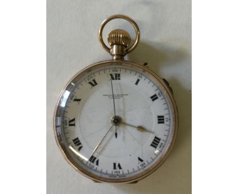 9CT GOLD R. STANTON POCKET WATCH - enamel dial with Roman numerals marked "Specially examined R. Stanton, London". Glasgow ha