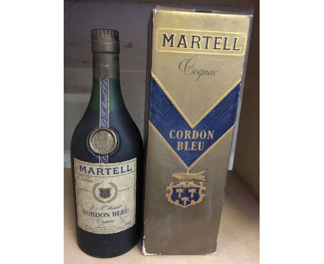 MARTELL CORDON BLEU - bottle of early 1970's Martell Cordon Bleu Cognac. Reserve no. ED1899, 24 fl.oz, 70% proof. In original