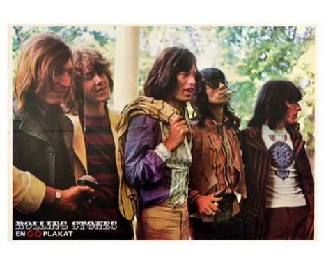 Original vintage poster of the Rolling Stones issued by GO magazine. The photograph shows the Rolling Stones smiling, standin