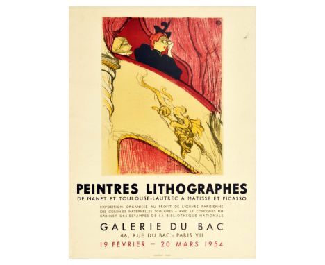 Original vintage exhibition poster for a Galerie du Bac exhibition of lithographs by Manet - Toulouse-Lautrec - Matisse - Pic