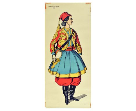 Original vintage advertising poster from a series of French Army uniforms issued to promote muscle pain relieving balm with a