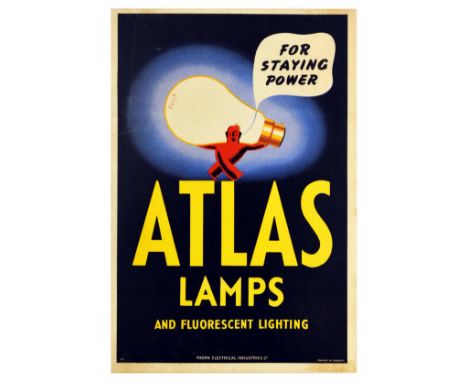 Original vintage advertising poster for Atlas Lamps and Fluorescent Lighting issued by Thorn Electrical Industries. The poste