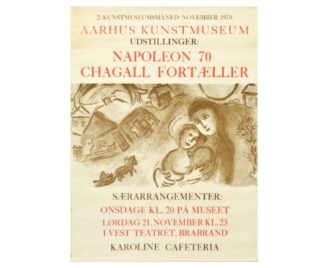 Original vintage advertising poster for an exhibition of artworks by Marc Chagall (1887-1985) at the Aarhus Art Museum / Aarh