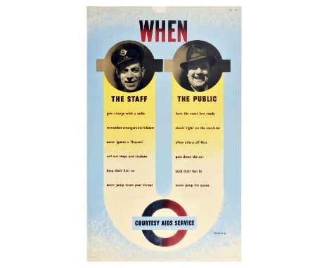 Original vintage poster promoting courteous behaviour whilst using public transport, published by London Transport Courtesy A