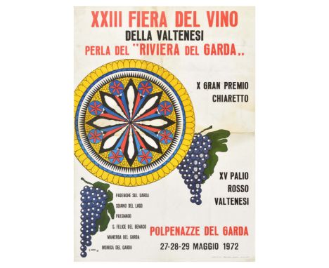 Original vintage advertising poster for the XXIII Fiera del Vino della Valtenesi - XXIII Valtenesi Wine Festival held 27-28-2