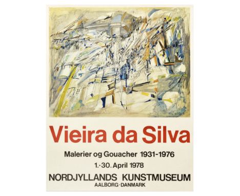 Original vintage advertising poster for an exhibition of artwork by Maria Helena Vieira da Silva (13 June 1908 – 6 March 1992