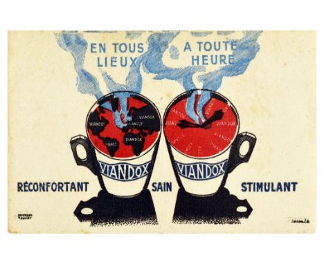 Set of three original vintage advertising posters. 1. Viandox, a French meat-extract seasoning sauce which can be used in coo