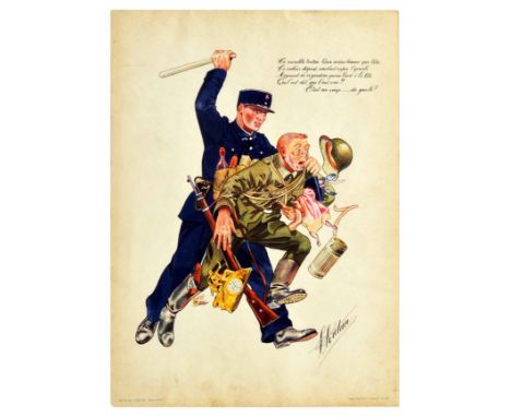 Original vintage French propaganda poster issued at the end of teh Second World War in France featuring artwork by L Chretien