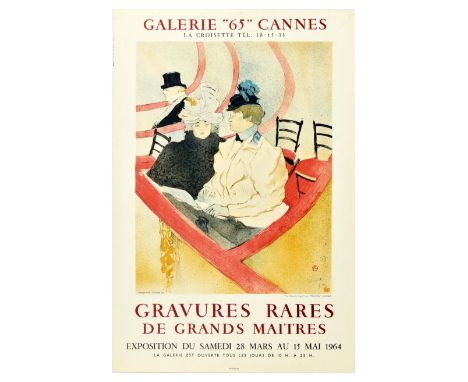 Original vintage event poster for an exhibition of the Grand Masters’ rare photogravures held at Galerie 65 in Cannes from Sa