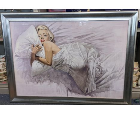 A large framed print depicting Marilyn Monroe Everybody's Dream by Renato Casaro, 98 x 68, signed 