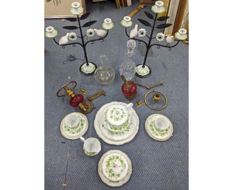 A mixed lot to include a Haviland Limoges part set to include teapot, cups and saucers, cream jug, side plates and others, a 