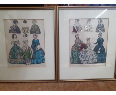 A mixed lot to include a pair of antiquarian coloured prints depicting 'The Latest and Newest London & Paris Fashions 1847 mo