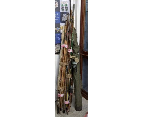 A collection of vintage fishing rods, Location: 