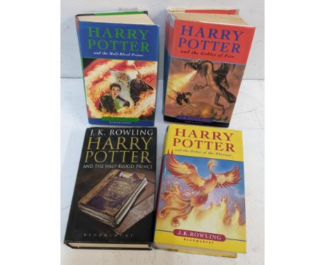 A set of four Harry Potter J.K Rowling first edition  original Bloomsbury hardback booksLocation: 