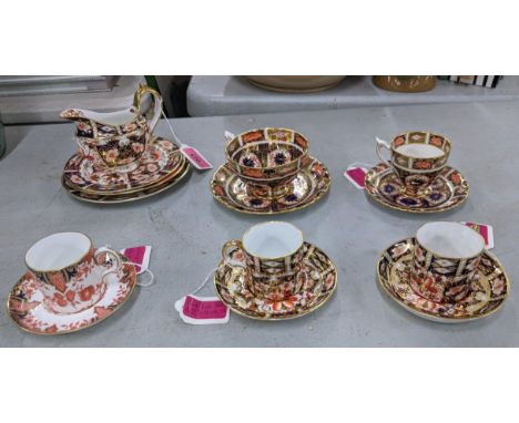 Fourteen pieces of Royal Crown Derby Imari pattern, including eight saucers, five cups of various sizes and a milk jugLocatio