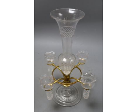 A late Victorian glass epergne, height 33cm