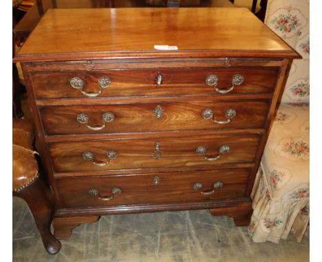 A small George III mahogany chest with brushing slide, four graduated drawers, on later ogee bracket feet, W.80cm, D.44cm, H.