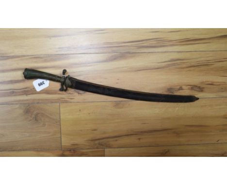 A German hunting hangar with green stained horn grip, length 68cm