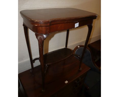 An early 20th century mahogany folding card table, with pad feet, W.62cm, D.39cm, H.71cm