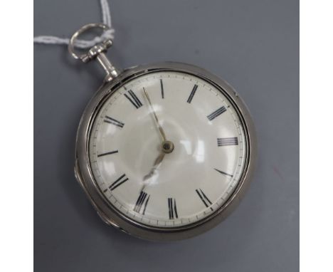 A George III silver pair cased keywind verge pocket watch by William Bowra, Sevenoaks, with Roman dial, the signed movement n