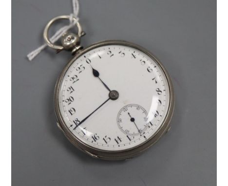 A Victorian silver keywind lever pocket watch by J. Goodman, Taunton, with unusual 24 hour dial, with subsidiary seconds, the