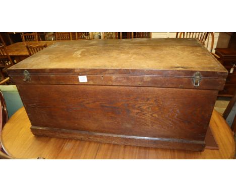 A Victorian oak trunk, W.106cm, D.60cm, H.48cm