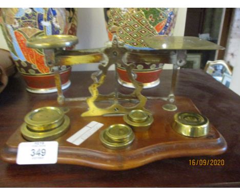 SET OF VINTAGE POSTAL SCALES WITH BRASS WEIGHTS 
