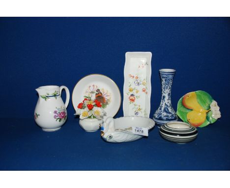 A quantity of china including Carltonware Dish, Royal Worcester Jug, Portuguese bud vase, posy holder, etc.