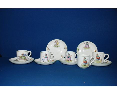 A quantity of  Crown Staffordshire Nursery Rhyme Cups and Saucers