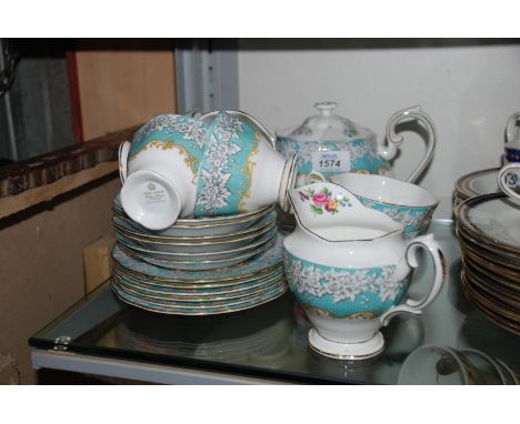 A Royal Albert 'Enchantment' part Teaset comprising large Teapot, six Cups and saucers, six Tea Plates and Milk Jug.