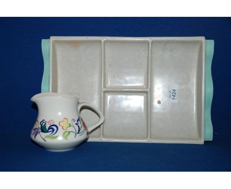 A Poole pottery Hors d'oeuvre Dish and Jug