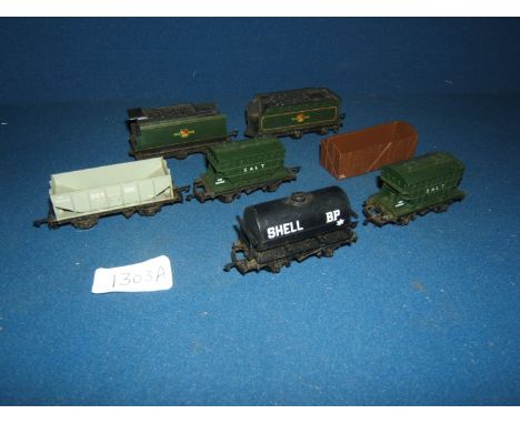 A quantity of mainly Triang 12mm gauge Rolling Stock including Shell BP Tanker, bulk ore Truck, two BR green livery Tenders a