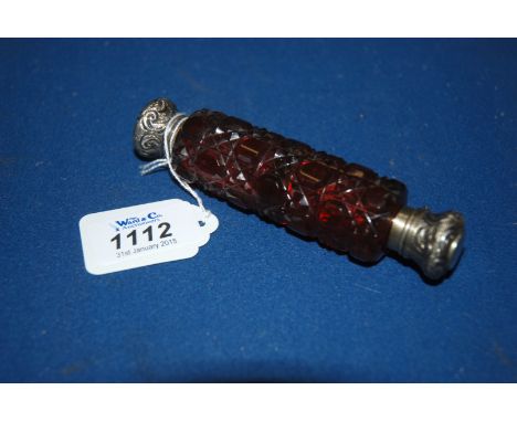 A double ended Ruby glass scent Bottle