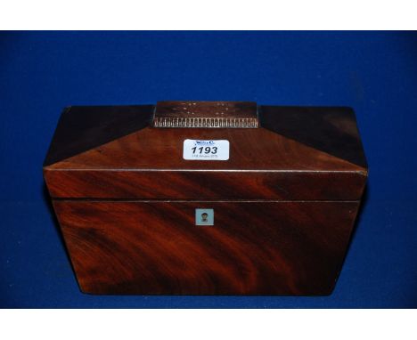A Georgian Mahogany Sarcophagus shape Tea Caddy.