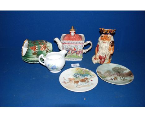 A quantity of china including Sadler Championship Teapot 'A Day at the Races', Shorter 'Father Neptune' character Jug, two Po