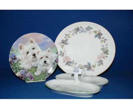 A Royal Worcester cake dish, a Royal Worcester Mother's Love plate and a Royal Worcester entree Dish