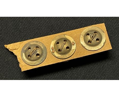 WW2 British Fly Button Escape Compass. Unissued and still sewn onto original cardboard backing. Three examples. 