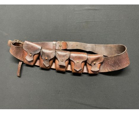 WW1 British 1903 Pattern British Army brown Leather bandolier. No maker marks or date visible. 