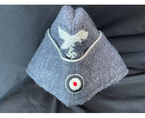 WW2 Third Reich Luftwaffe Officers Fliegermutze in good quality wool with enlisted mans quality insignia and silver bullion w