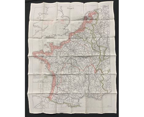 WW2 British RAF Silk Escape Map of France and Germany. Code letter 9C(a) / 9U/R. Double sided. 
