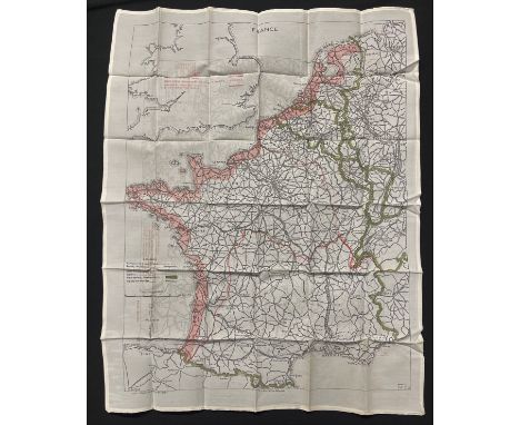 WW2 British RAF Silk Escape Map of France and Germany. Code letter 9C(a) / 9U/R. Double sided. 